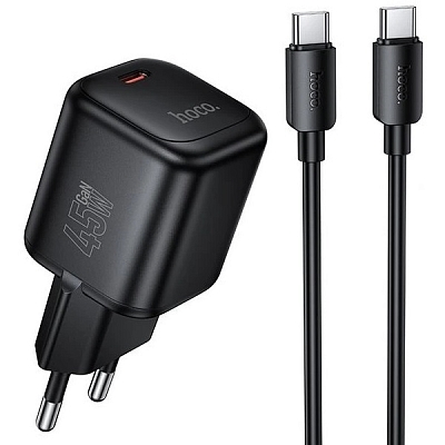 Универсальное сетевое з/у PD + кабель Type-C-Type-C hoco N84, PD 45W, 3А, черный