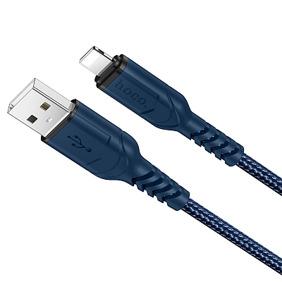 hoco X59 USB вилка - iPhone (Lightning) вилка, 2.4A, нейлон, синий, 1м