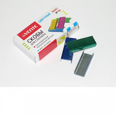 Скобы для степлера deVENTE №10, 1000 шт, цветные