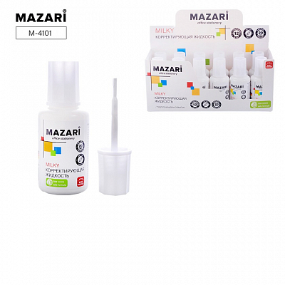Корректирующая жидкость MAZARI, MILKY, 20мл, морозоустойчивая, кисточка