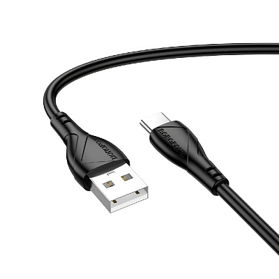 BOROFONE BX121 USB вилка - Type-C вилка, 3A, черный, 1м