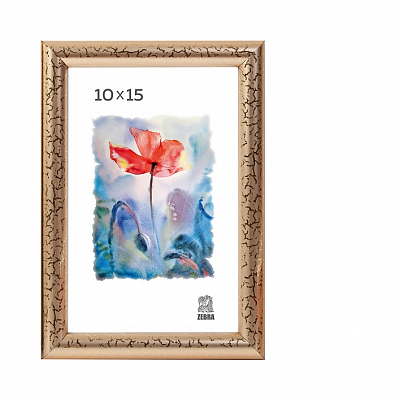 Фоторамка 10х15 пластиковая Зебра 509 Золото