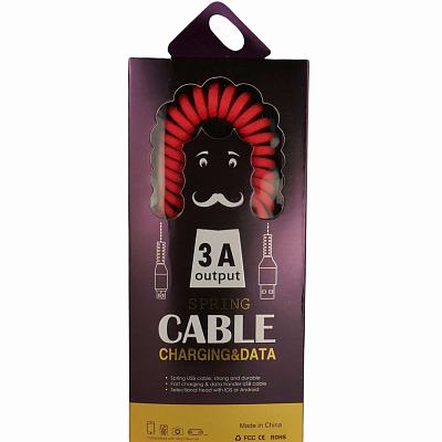 Smile SPRING USB вилка - iPhone (Lightning) вилка, витой, красный, 1.2м