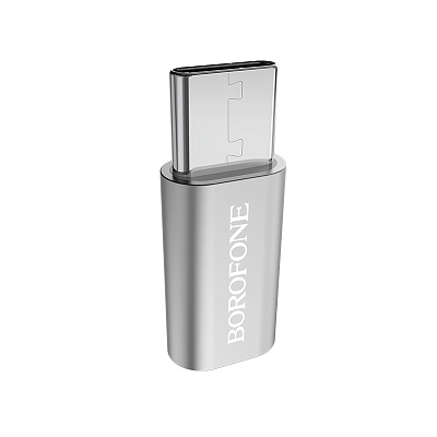 Переходник Type-C штекер - microUSB гнездо Borofone BV4, серебро