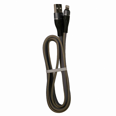 Smile WOLF USB вилка - iPhone (Lightning) вилка, ткань, плоский, серый, 1м