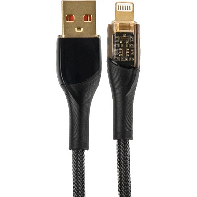 Perfeo PREMIUM USB вилка - iPhone (Lightning) вилка, 20W, нейлон, черный, 1м