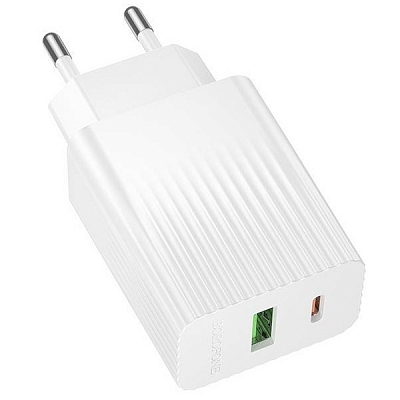 PD30+USB BOROFONE BAS76A, выход Type-C 30W и USB 18W, QC3.0, белый
