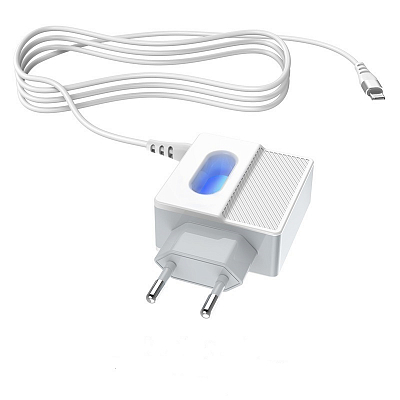 Сетевое з/у iPhone (Lightning) + 2USB hoco C75A, 2.4A, белый