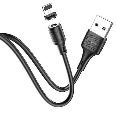  Магнитный hoco X52 USB вилка - iPhone (Lightning) вилка, 2.4A, черный, 1м