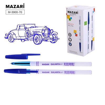 Ручка шариковая Синий MAZARI GALANTA, 0.7мм, корпус пластиковый белый (50)