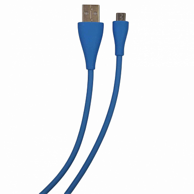 DK-2 USB вилка - microUSB вилка, 2.4А, силикон, синий, 1м
