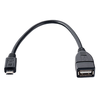 Адаптер microUSB штекер - USB гнездо Perfeo, черный