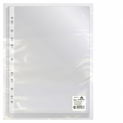 Папка-вкладыш с перфорацией A4 Бюрократ, 25мкм, 100шт, "Эконом"