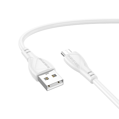 BOROFONE BX121 USB вилка - microUSB вилка, 2.4A, белый, 1 м.