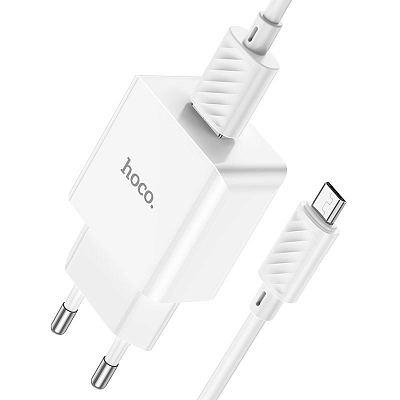 Универсальное сетевое з/у + кабель Micro 1USB hoco C106A, 10.5W, 2.1А, белый 