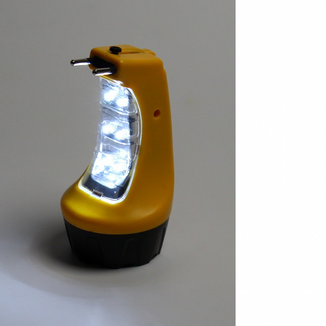 Фонарь походный аккумуляторный Smartbuy, 15+10 LED, вилка 220V, подсветка на ручке, желтый