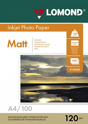 Фотобумага Lomond матовая А4 120г/м 100 листов 
