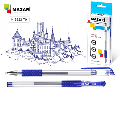 Ручка гелевая MAZARI DENISE, цвет чернил Синий, 0.5 мм (12)