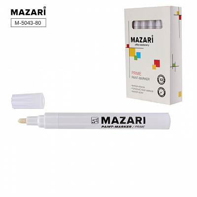 Маркер-краска MAZARI PRIME, ширина линии письма 2мм, белый (12)