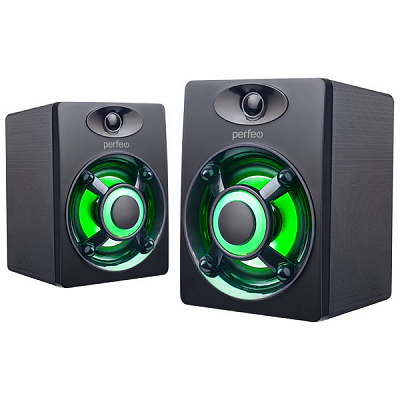 Колонки 2.0 Perfeo OREOL 2х3Вт, USB, черный, Game Design, LED подсветка, 7 цветов 