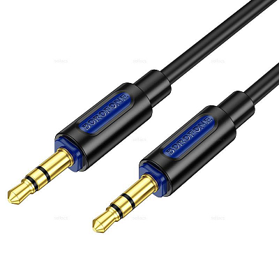 Кабель 3.5-3.5 BOROFONE BL20, 1 м, силикон, черный