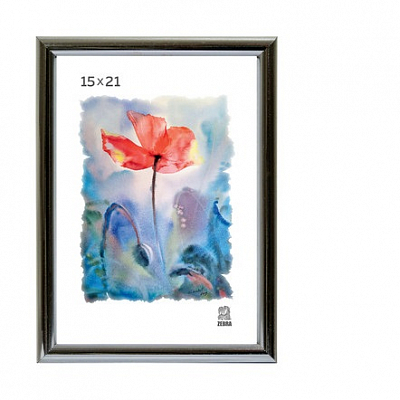 Фоторамка 15х21 пластиковая Зебра 513 Серебро