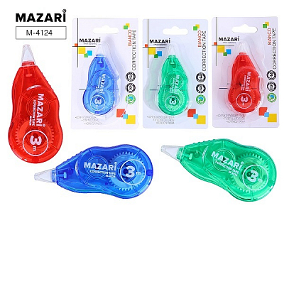 Корректирующая лента-роллер MAZARI BIANCO, ширина 5мм, намотка 3 метра, 3 цвета