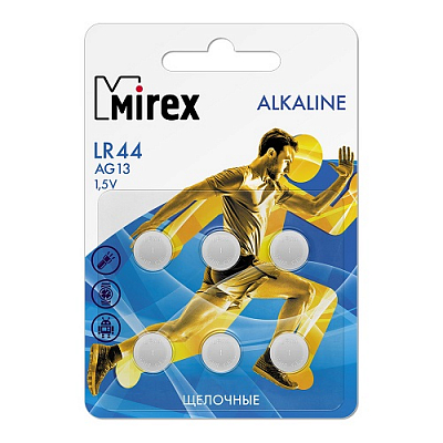 Mirex AG13 / LR44 / LR1154 / 357 (Блистер 6 шт.)