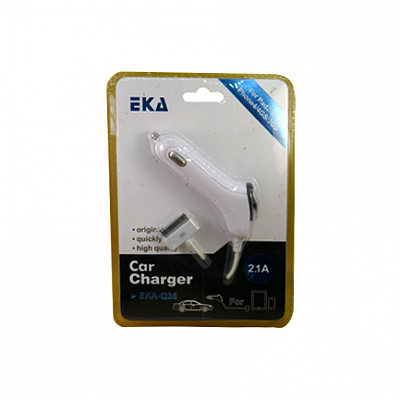 Автомобильное з/у iPhone 4 + 1USB EKA Q36, 2.1A, белый