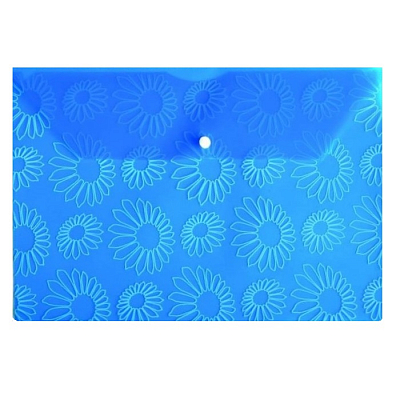Папка на кнопке A4 Бюрократ "Ромашки" 180мкм, непрозрачная, синий