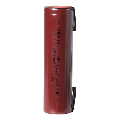 Аккумулятор Smartbuy 18650 2500mA высокотоковый с выводами (Без упаковки)