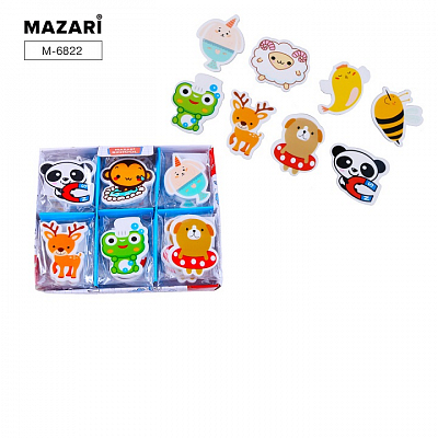 Ластик MAZARI PETS, резина, 6 дизайнов