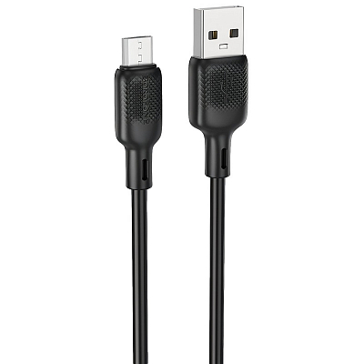 BOROFONE BX113 USB вилка - microUSB вилка, 2.4A, силикон, черный, 1 м.