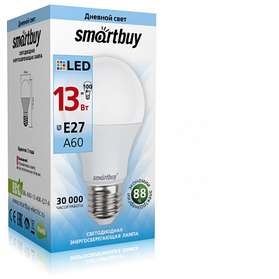 SMARTBUY лампа A60 13W 4000K E27
