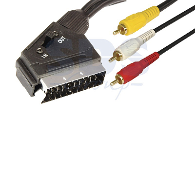 Кабель Скарт-3Т с переключателем Selenga, 1.5 м, черный