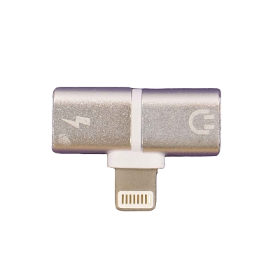 Переходник iPhone (Lightning) штекер - 2 х iPhone (Lightning) гнездо, серебро