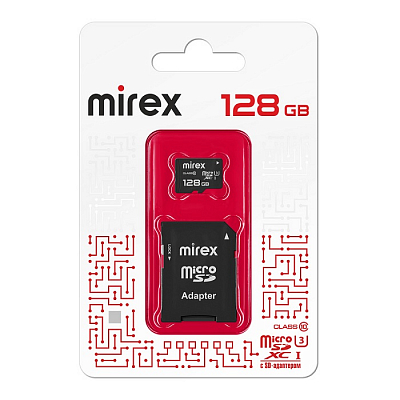 Карта памяти microSD Mirex 128Gb XC (Class 10, UHS-I, U3) + адаптер