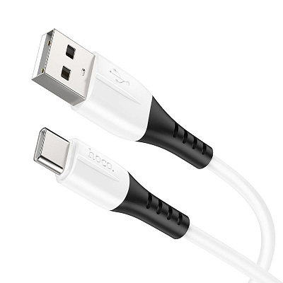 hoco X82 USB вилка - Type-C вилка, 3A, силикон, белый, 1м