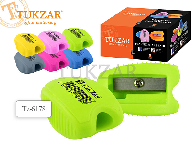 Точилка TUKZAR пластиковая, 5 цветов корпуса