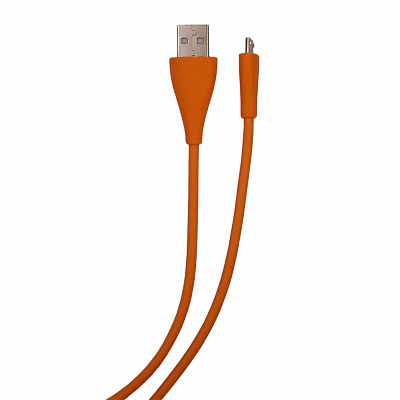 DK-2 USB вилка - microUSB вилка, 2.4А, силикон, оранжевый, 1м