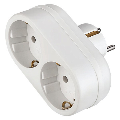 Разветвитель Perfeo RU POWER, 2 гнезда с заземлением, 16А, 220В, белый