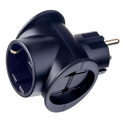 Разветвитель Perfeo RU POWER, 3гнезда (1 с заземлением, 2 без заземления),16А, 220В, черный