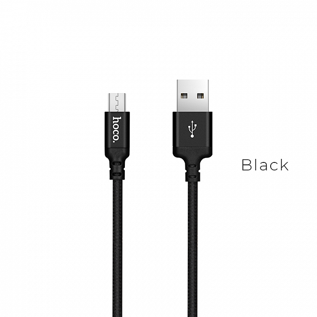 hoco X14 USB вилка - microUSB вилка, нейлон, черный, 1 м.
