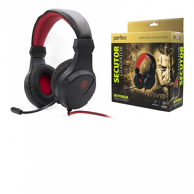 Наушники игровые Perfeo SECUTOR с микрофоном, кабель 1.5м, 3.5 (4 pin), черный 