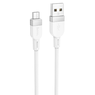 hoco X109 USB вилка - microUSB  вилка, 2.4A, силикон, белый, 1м
