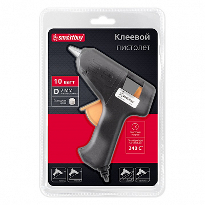 Пистолет клеевой электрический Smartbuy tools, 10 Вт, D=7 мм, алюминиевое сопло, шнур 1 м