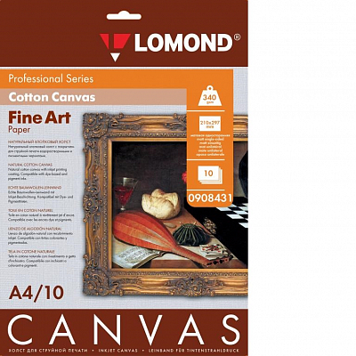 Холст Lomond Льняной  А4 340г/м для водных и пигментных чернил 10 листов