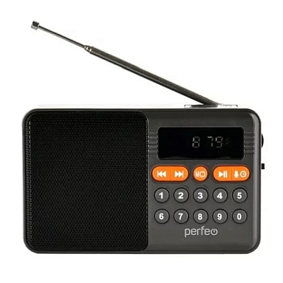 Perfeo Радиоприемник цифровой ТУРИСТ, FM / МР3 / USB или 18650, серый