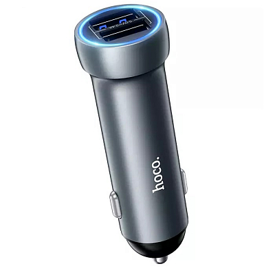 Универсальное авто з/у 2USB hoco Z54, 15.5W, подсветка, металлик