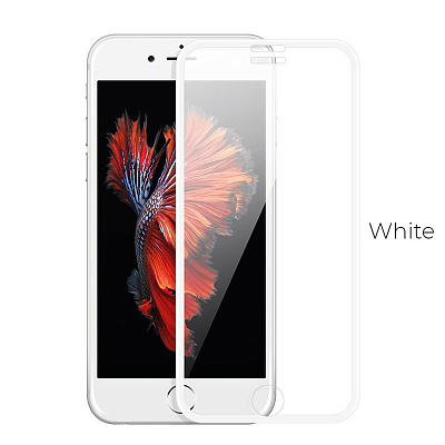 Стекло для iPhone 6+/6S+/7+/8+ hoco A11 белый, Narrow Edges, 3D, Shock-proof, Full screen, картонная
